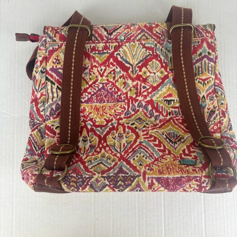Sakroots Convertible Backpack Shoulder Bag-Mult Colored Boho Pattern Canvas